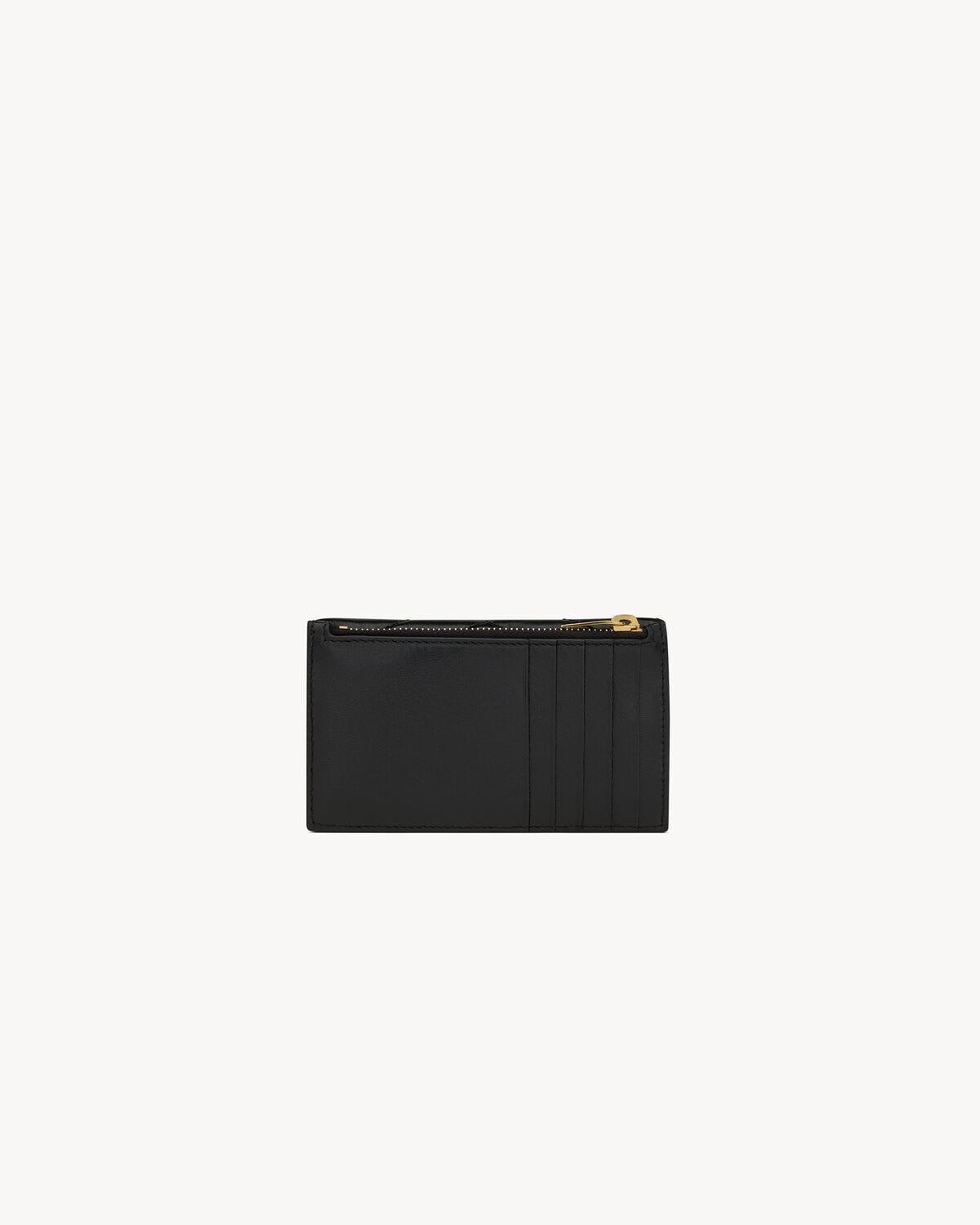 Saint Laurent Paris open card case in coated bark leather | Saint Laurent | YSL.com Product Image