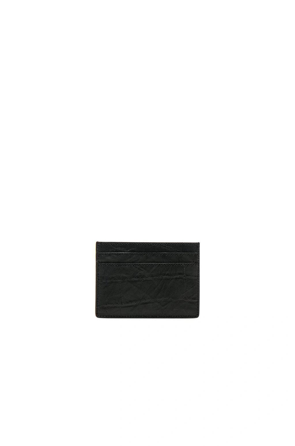 SAINT LAURENT Croc Embossed Cardholder In Black Product Image