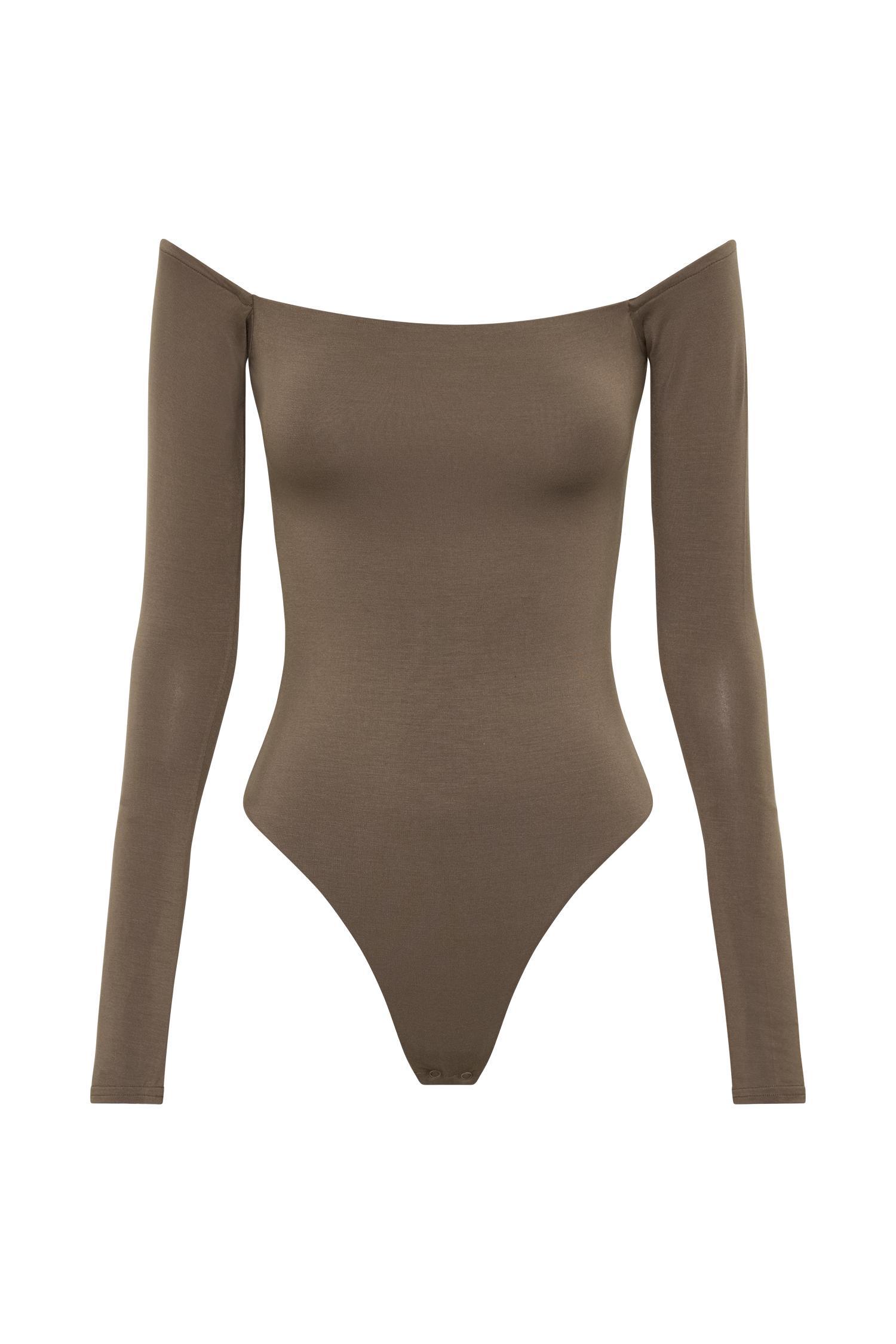 Peta Off Shoulder Modal Long Sleeve Bodysuit - Coco Product Image