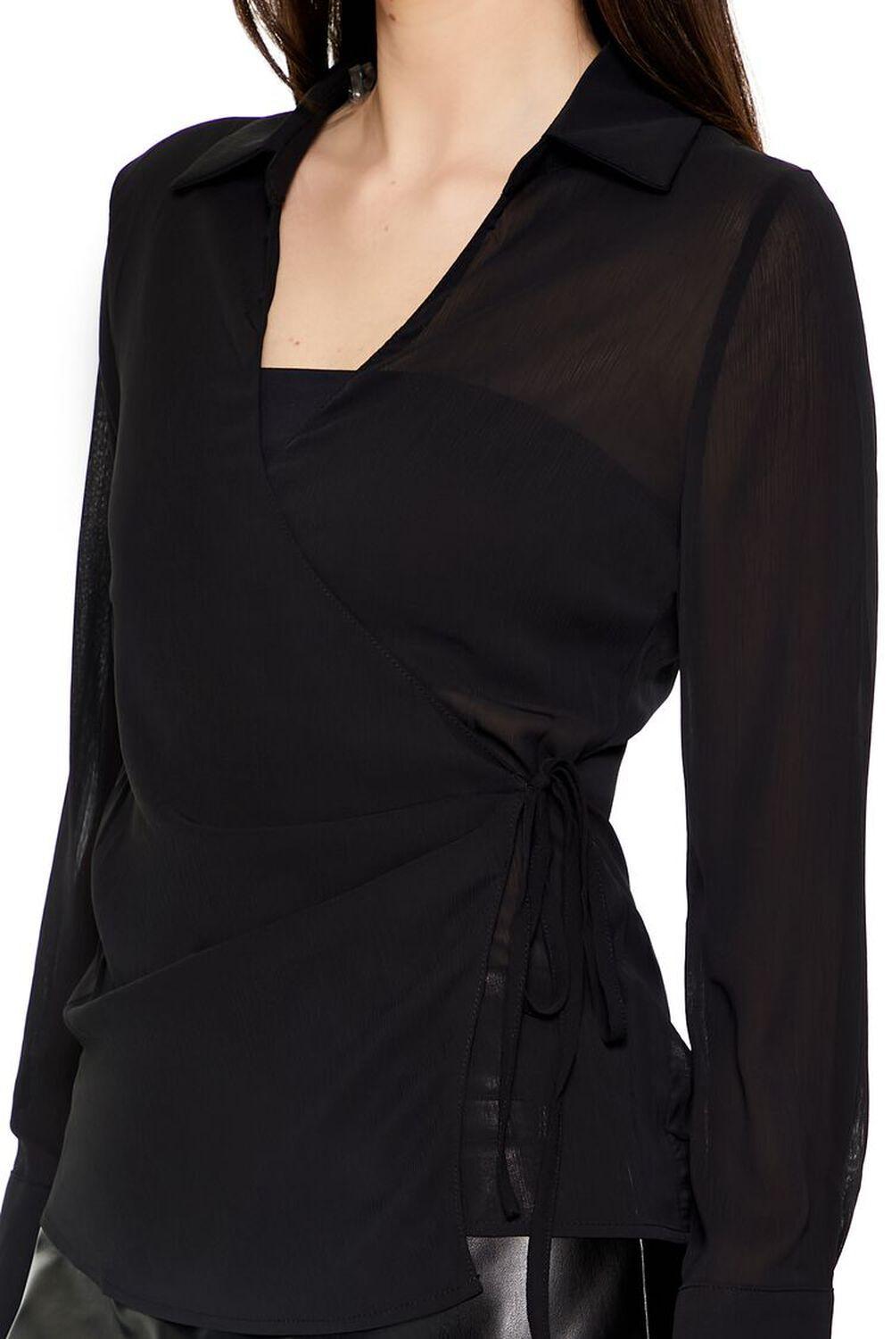 Sheer Tie-Waist Wrap Top | Forever 21 Product Image