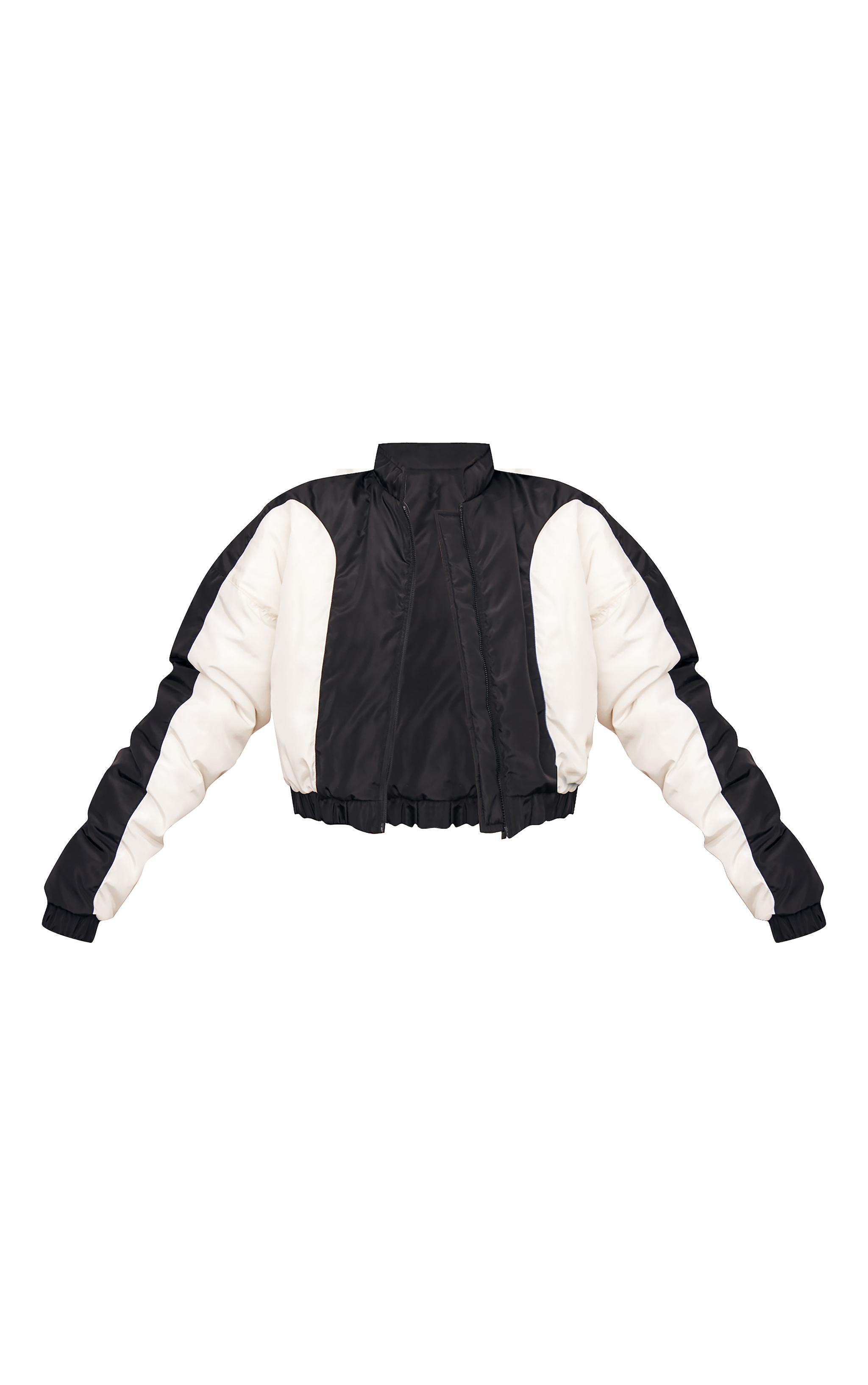 Black Contrast Panel Lightweight Puffer Jacket Product Image