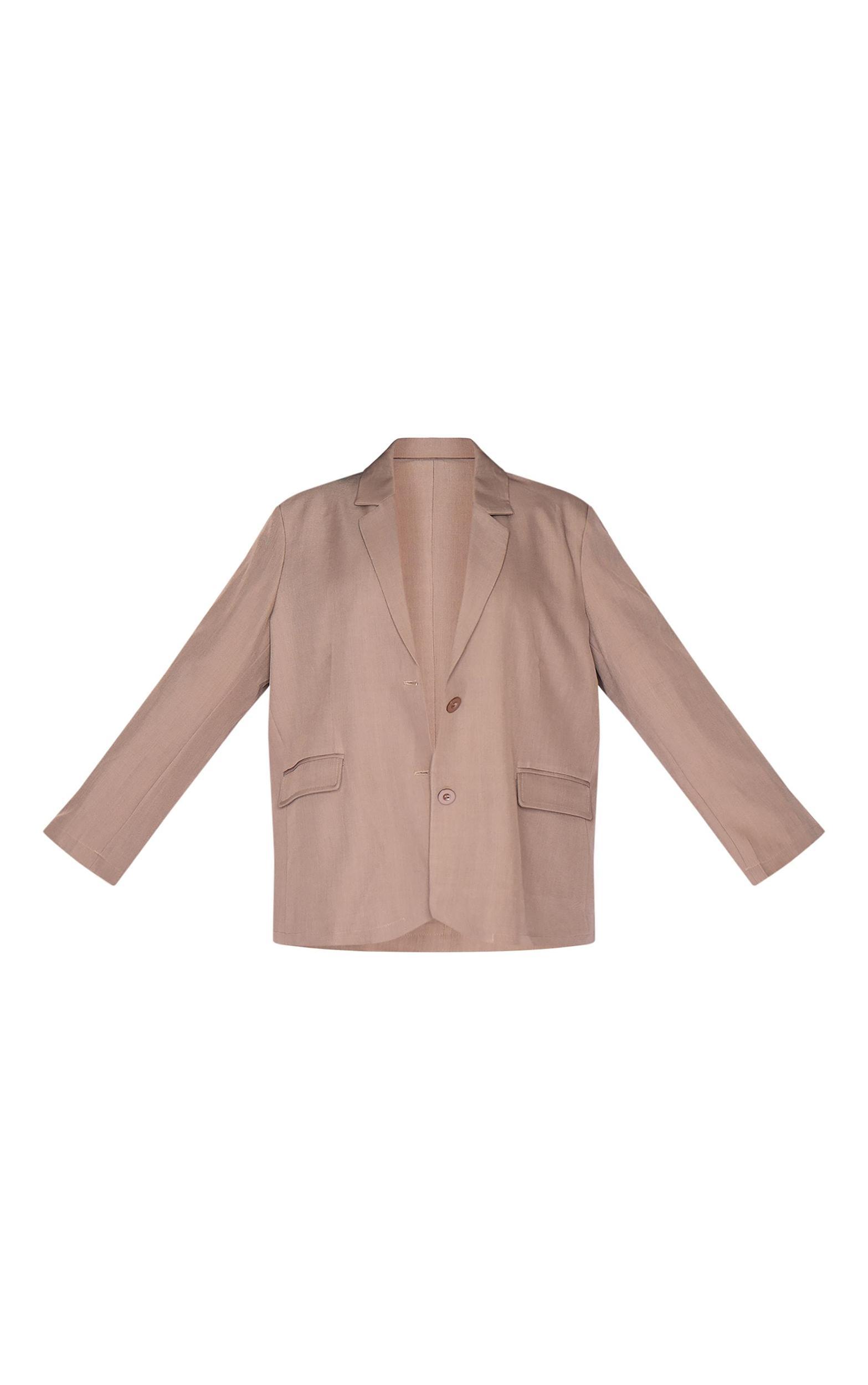 Plus Taupe Seam Detail Structured Oversized Blazer Product Image