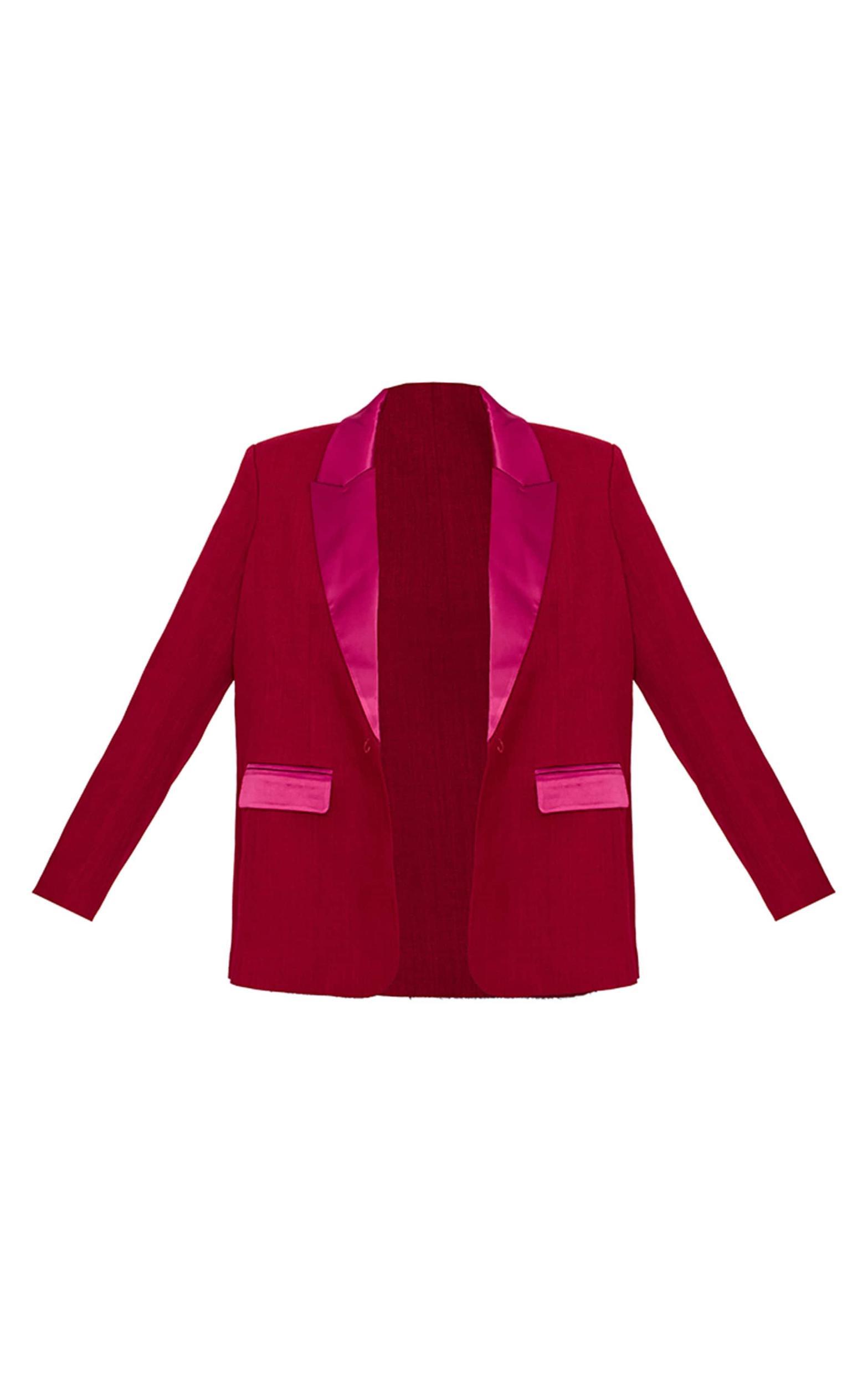 Burgundy Tuxedo Oversized Blazer Product Image