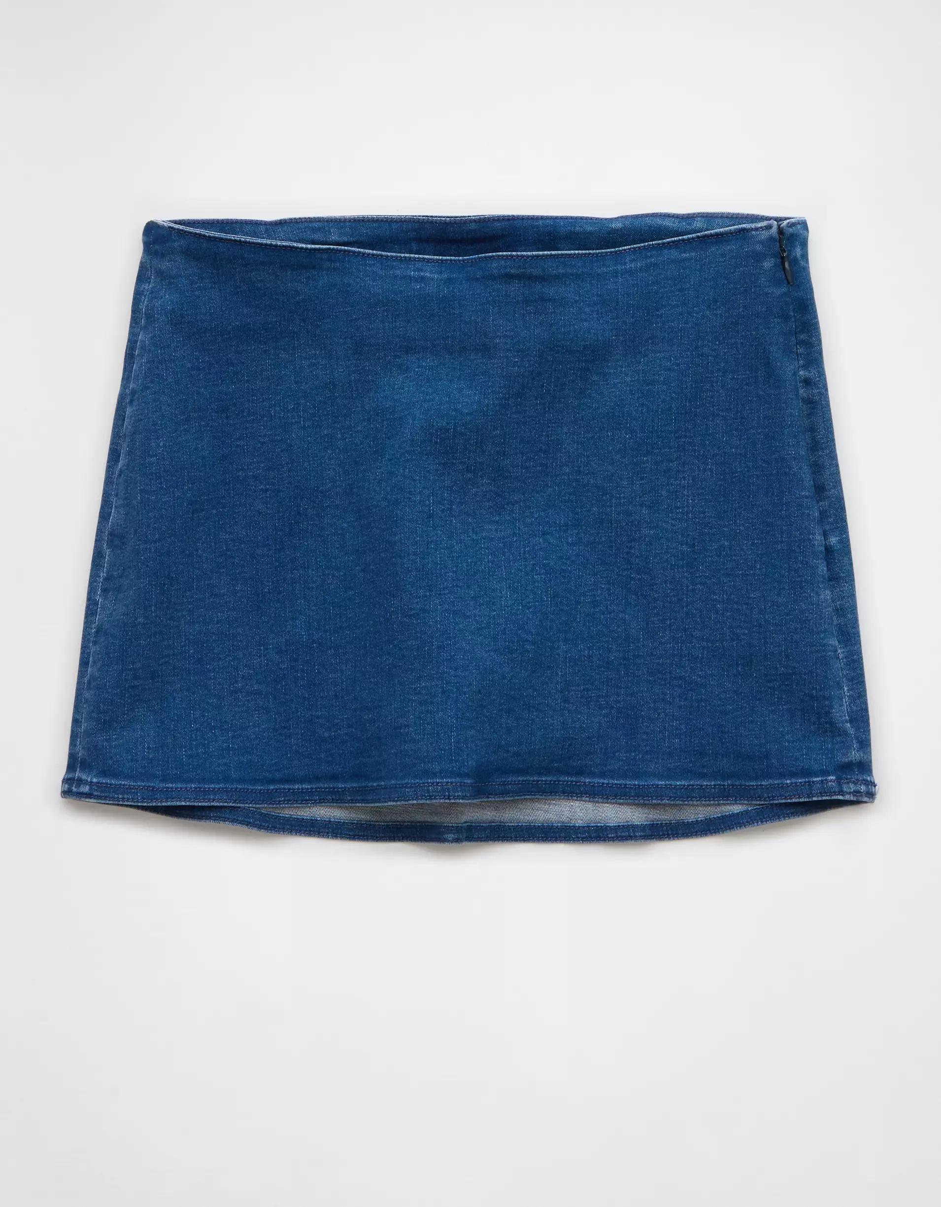 AE Next Level Low-Rise Denim Micro Skort Product Image
