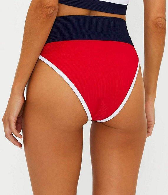 Beach Riot Emmy Ribbed Color Block Contrast Trim High Waisted Swim Bottom Product Image