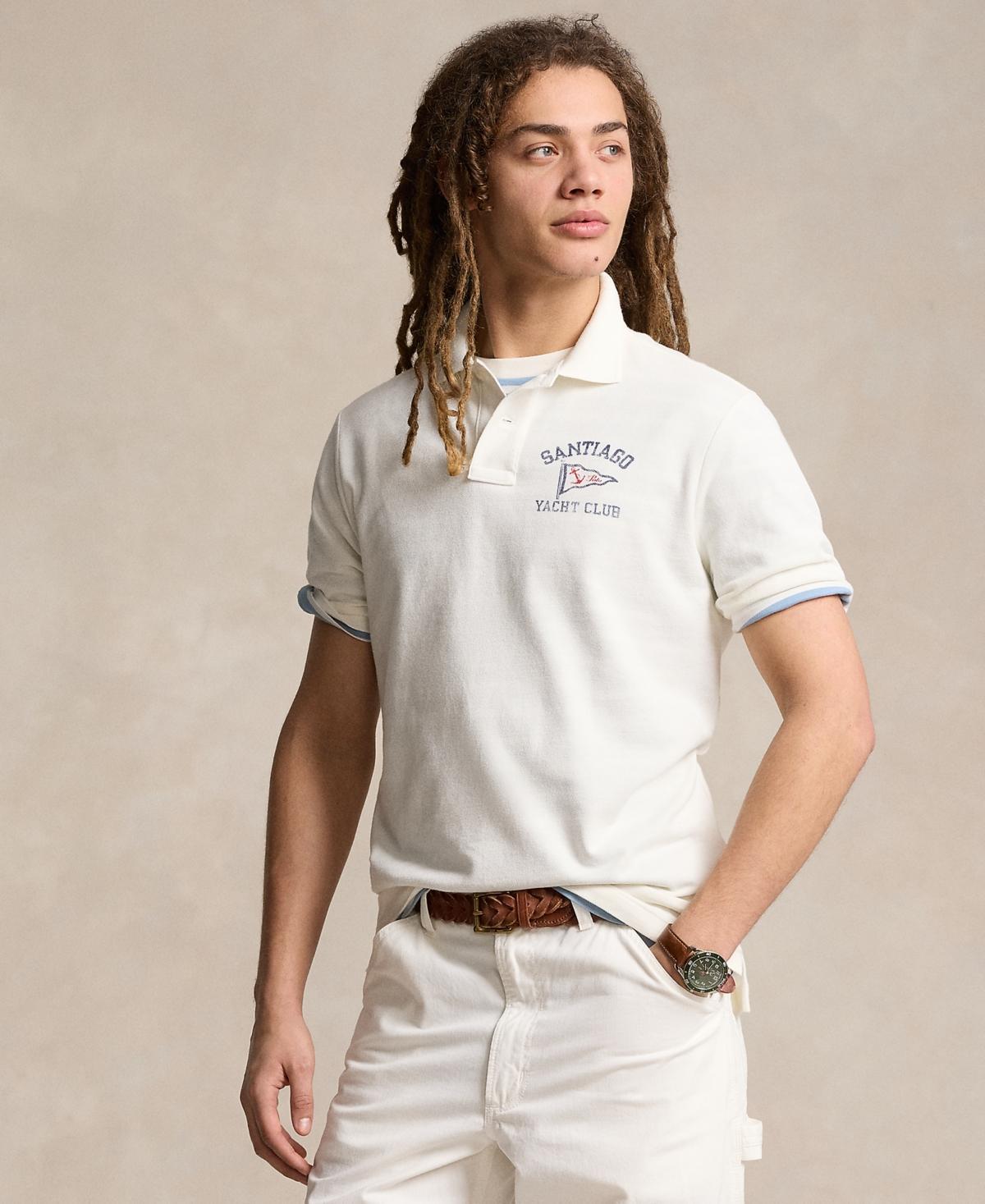 POLO RALPH LAUREN Men's Classic-fit Nautical-print Cotton Mesh Polo Shirt In Nevis Product Image