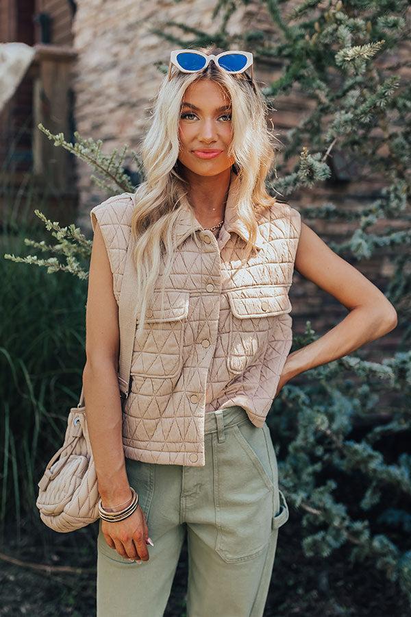 Mountain Lodge Cutie Quilted Vest in Iced Latte Product Image