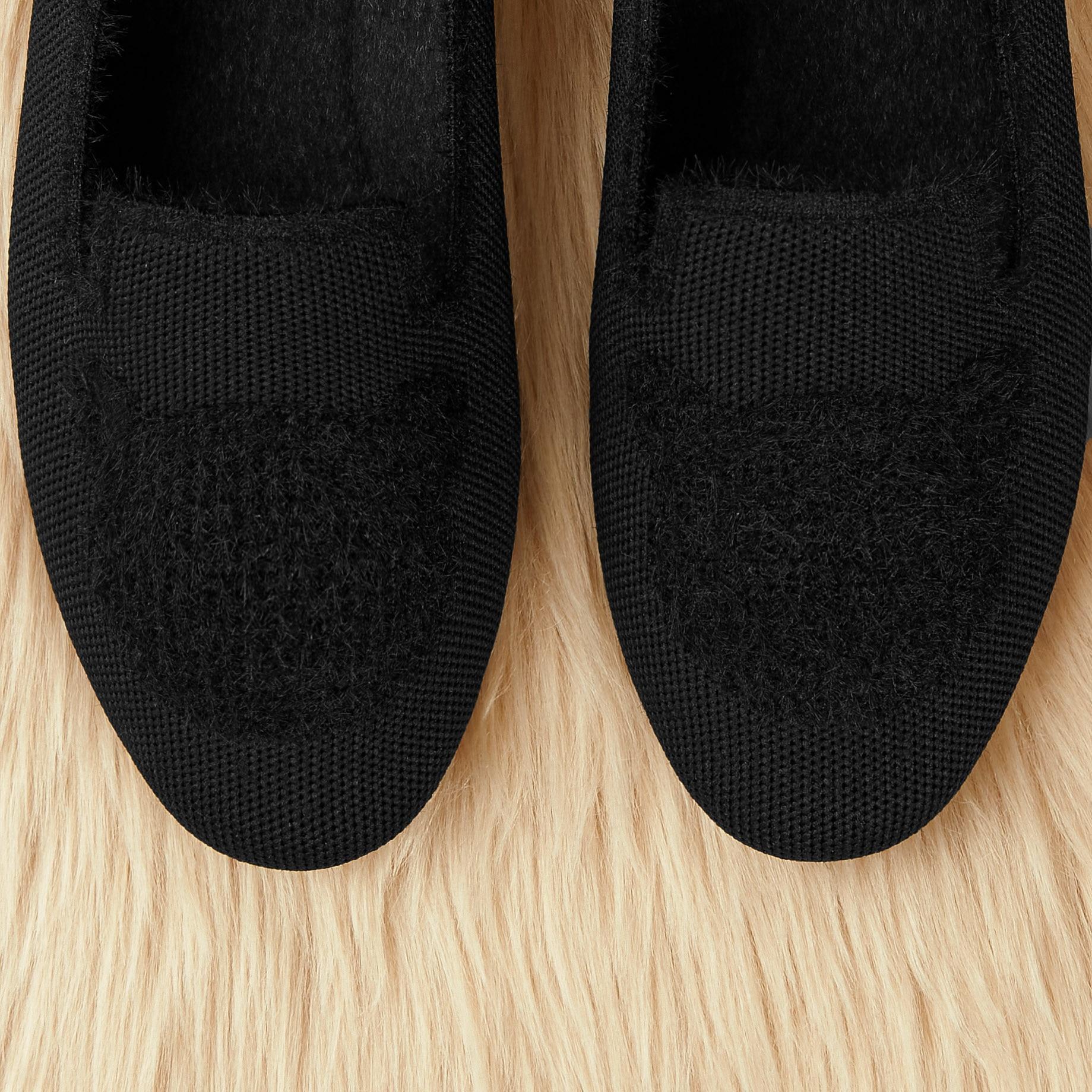 Round-Toe Faux Mink-Knit Loafers Product Image