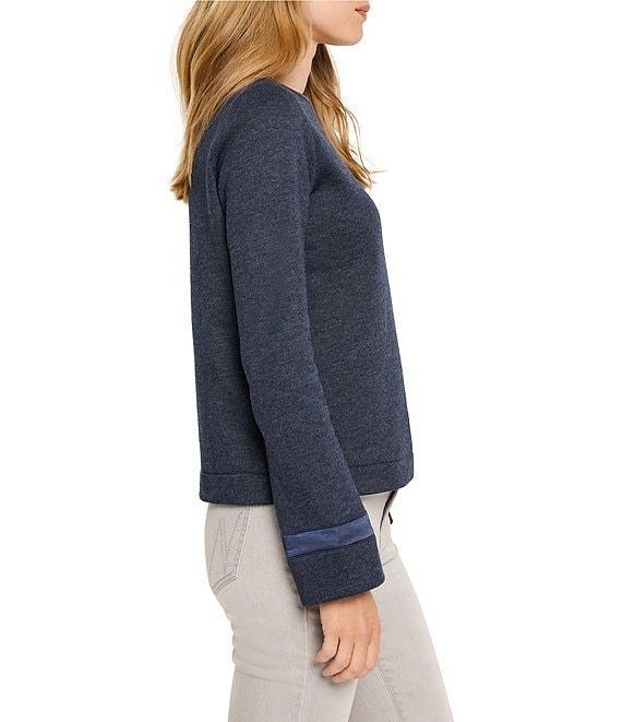 NIC + ZOE Lounge Around Ribbon Trim Knit Boat Neck Long Sleeve Top Product Image