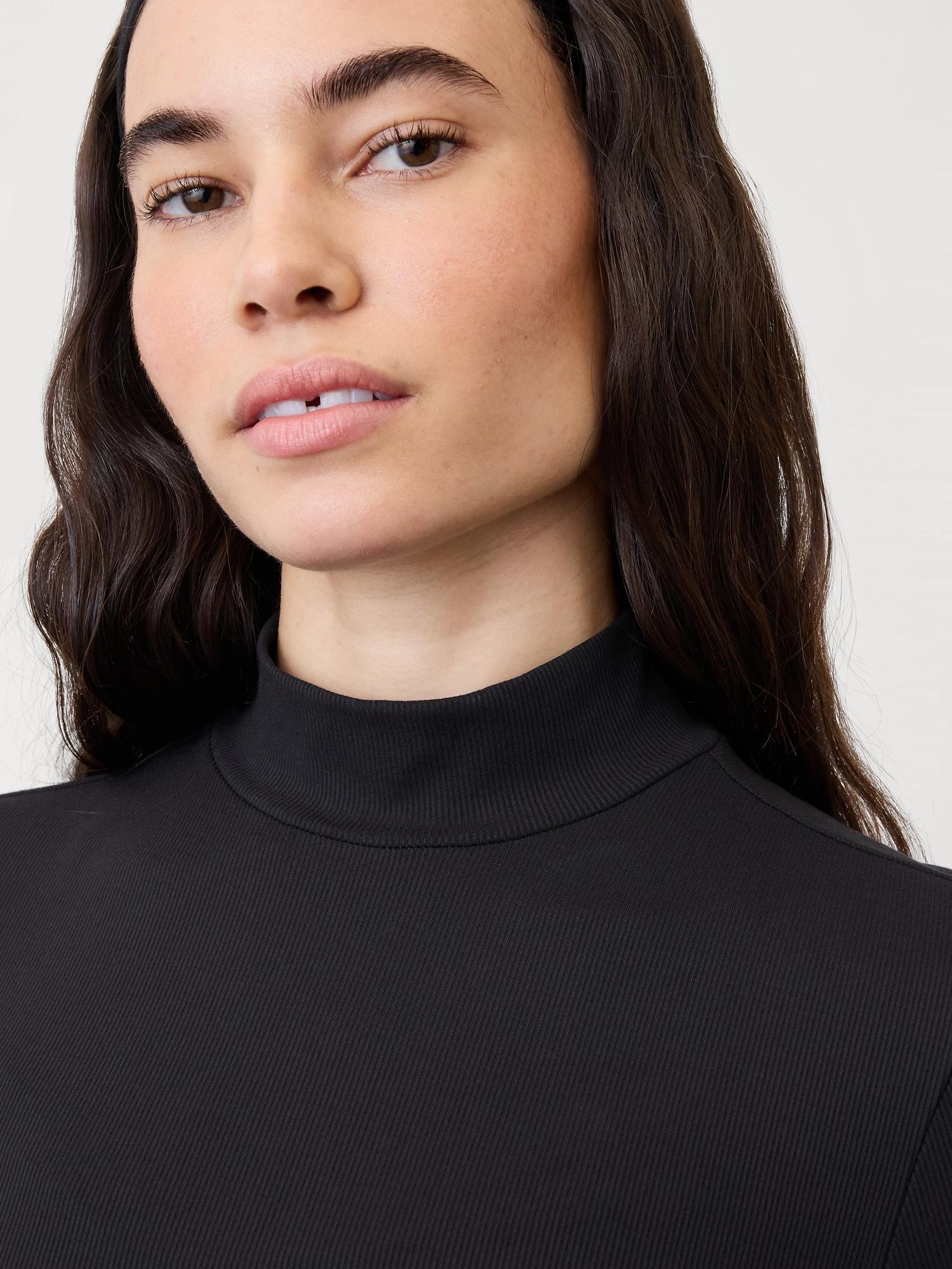 Signature Rib Mock Neck Elbow Sleeve Tee Product Image