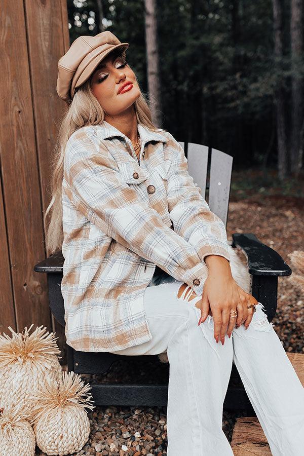 Cozy Up In Carolina Plaid Jacket In Iced Latte Product Image