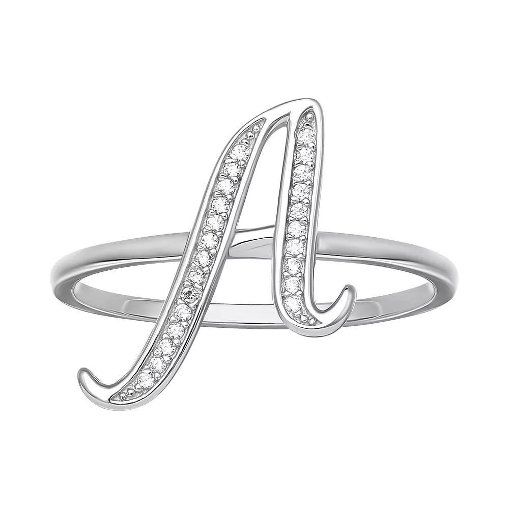 PRIMROSE Sterling Silver Cubic Zirconia Initial Ring, Women's, Size: 8, Sterling Silver X Product Image