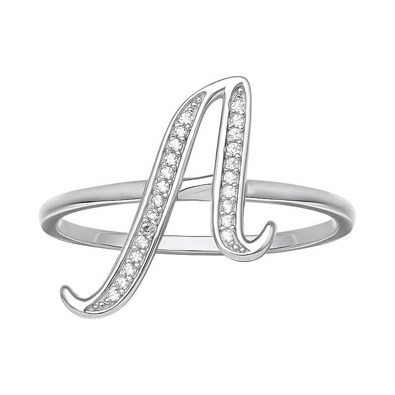 PRIMROSE Sterling Silver Cubic Zirconia Initial Ring, Women's, Size: 8, Sterling Silver X Product Image