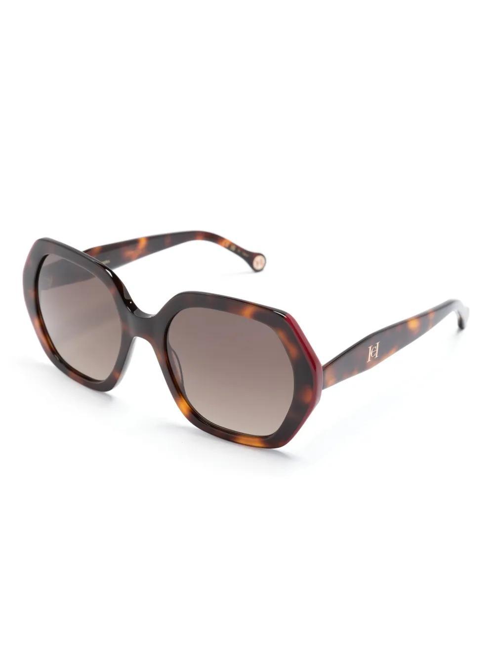 CAROLINA HERRERA Tortoiseshell-effect Oversized-frame Sunglasses In Brown Product Image