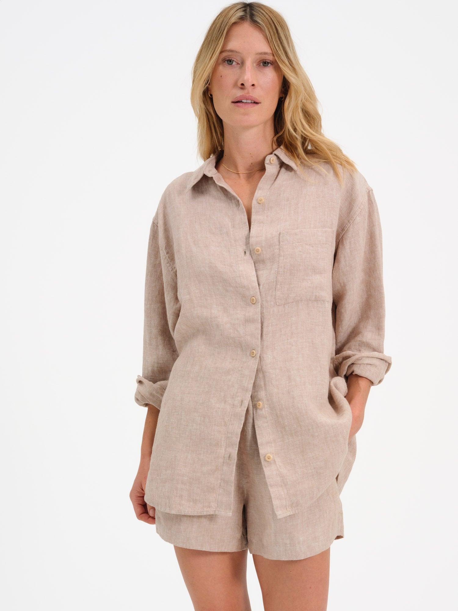 Organic Linen Oversized Button Down Female Product Image