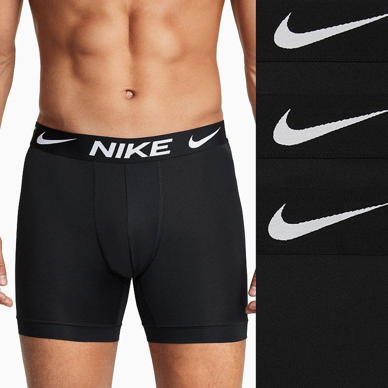 Men's Nike Dri-FIT Essential 3-pack Microfiber Long-Leg Boxer Briefs, Size: Small, Black Product Image