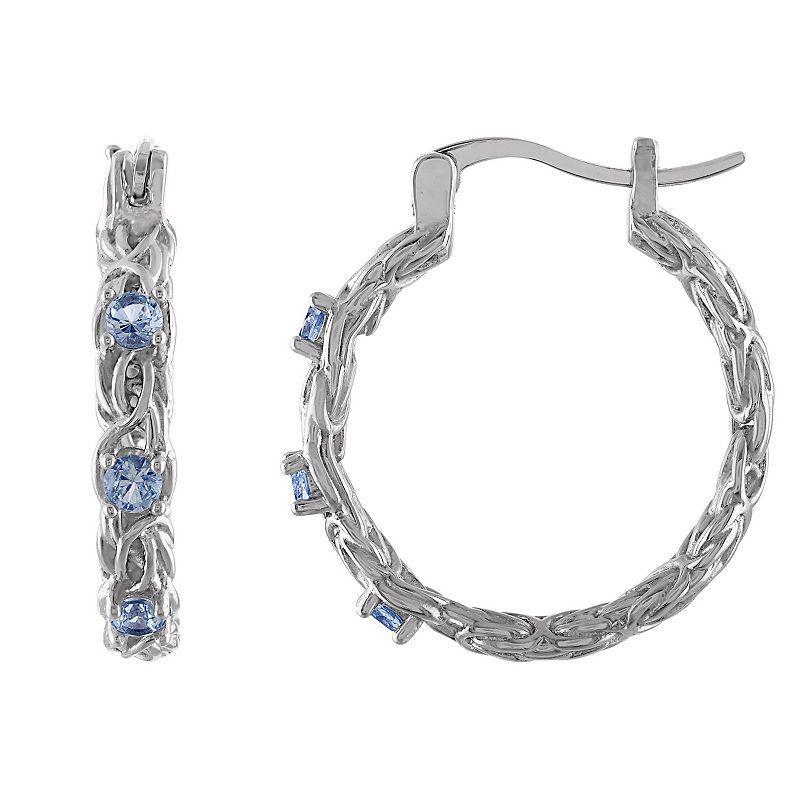 Designs by Gioelli Sterling Silver Gemstone Byzantine Hoop Earrings, Women's, London Blue Topaz Product Image