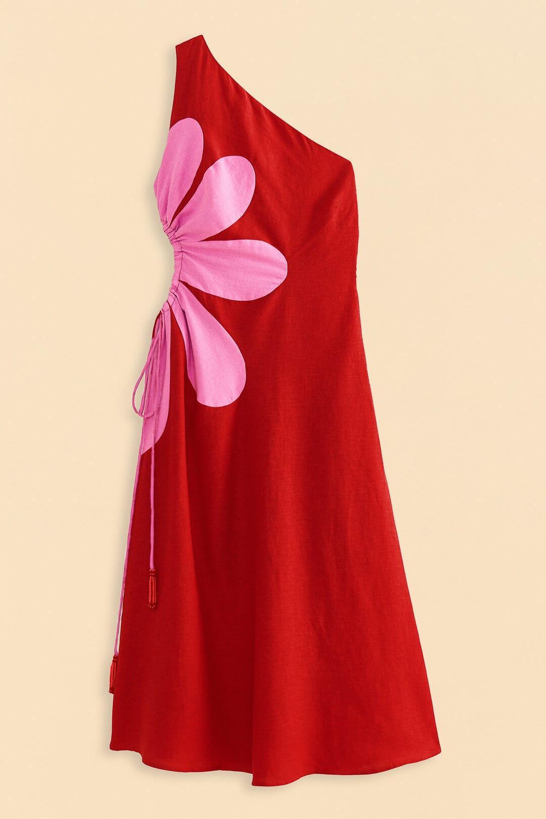 Red Cut-Out Flower Dress Product Image