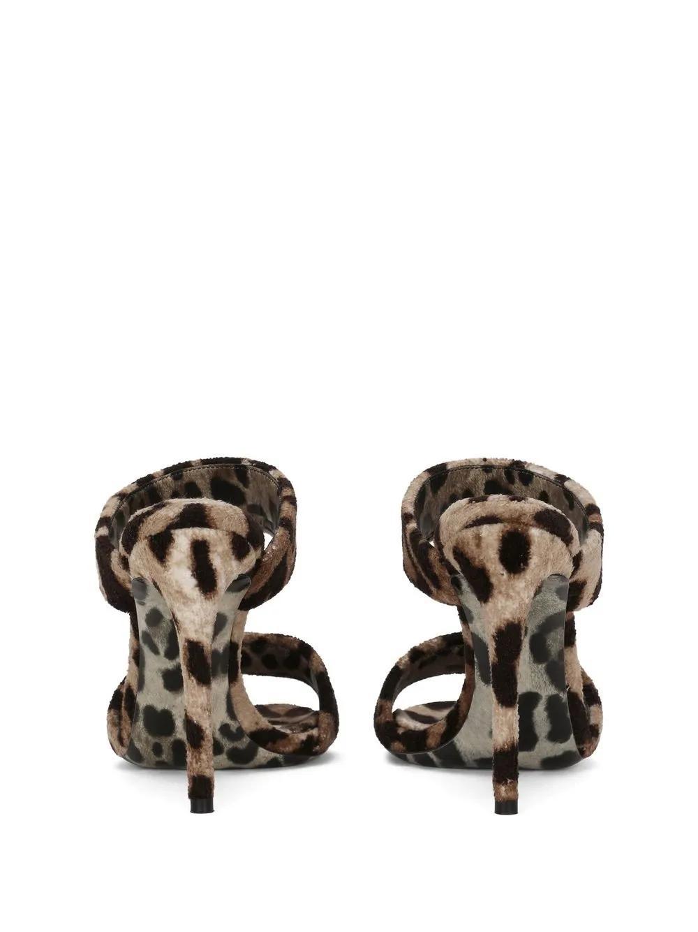 KIM DOLCE&GABBANA leopard-print slip-on sandals Product Image