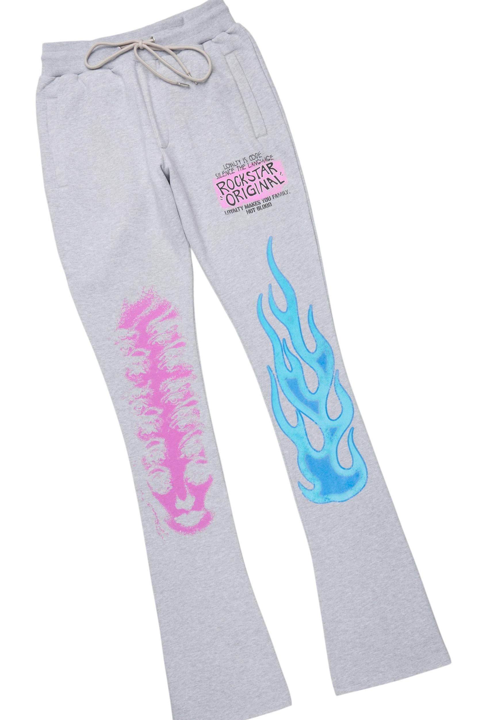 Beno Heather Grey T-Shirt/Stacked Flare Track Set Male Product Image