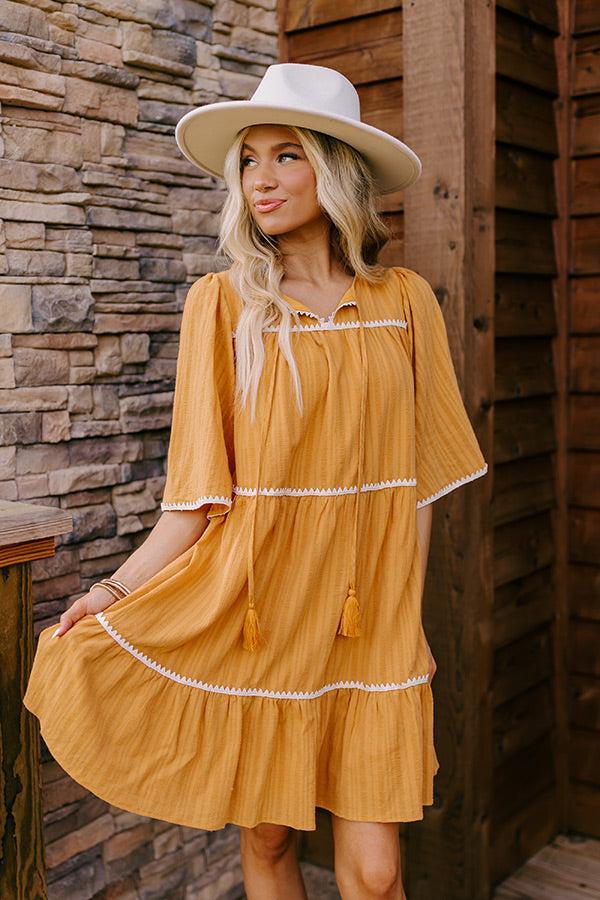 Simply Lovely Tiered Mini Dress in Mustard Product Image