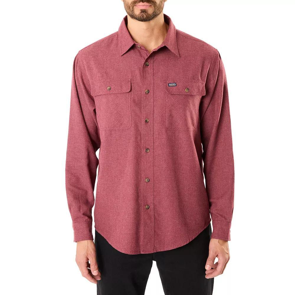 Men's Smith's Workwear Regular-Fit Solid Two-Pocket Flannel Button-Down Shirt,  Product Image