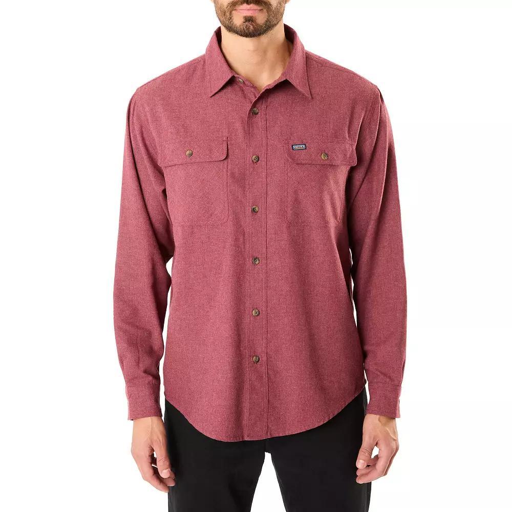 Men's Smith's Workwear Regular-Fit Solid Two-Pocket Flannel Button-Down Shirt,  Product Image
