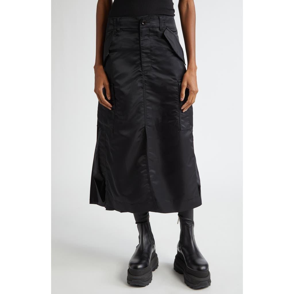 SACAI Nylon-twill Pleated Cargo Midi Skirt In Black Product Image