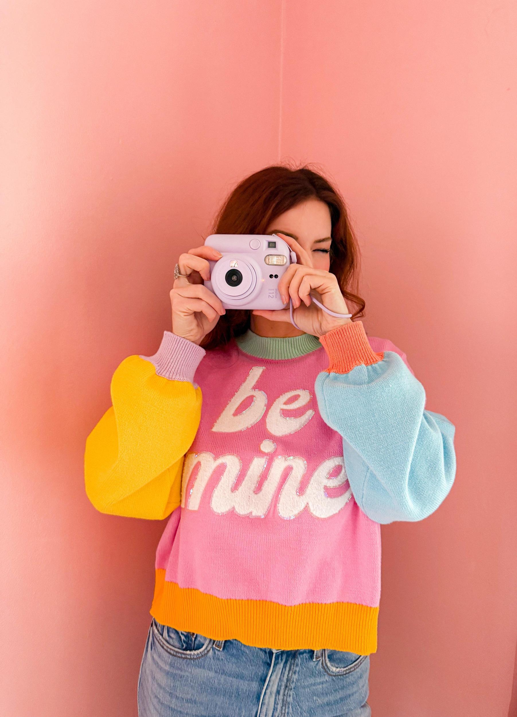 Multi Pastel Colorblock Be Mine Sweater Product Image