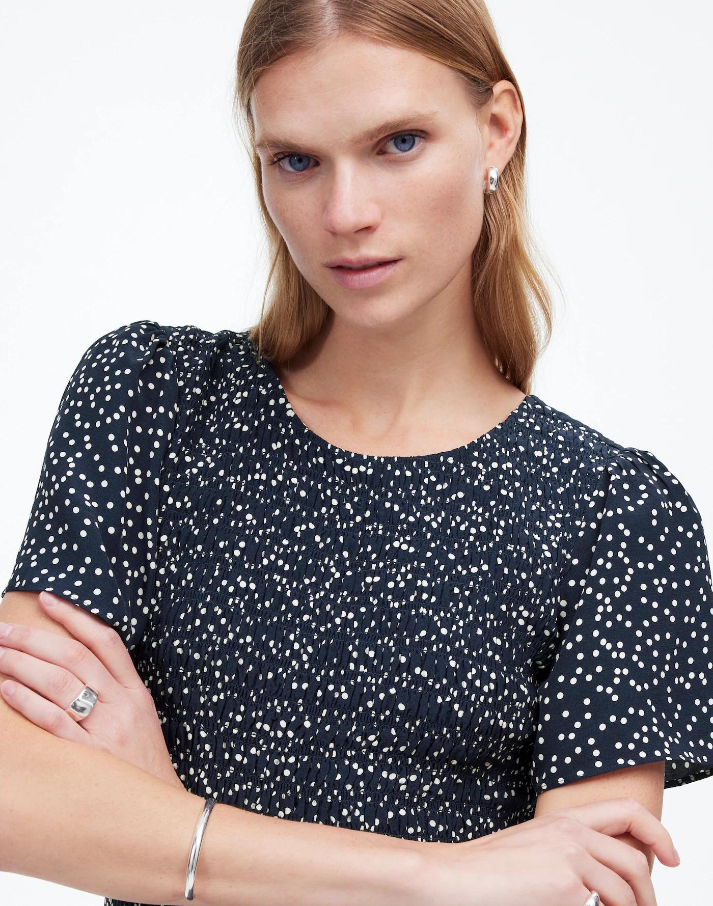 Flutter-Sleeve Smocked Midi Dress in Floral Product Image