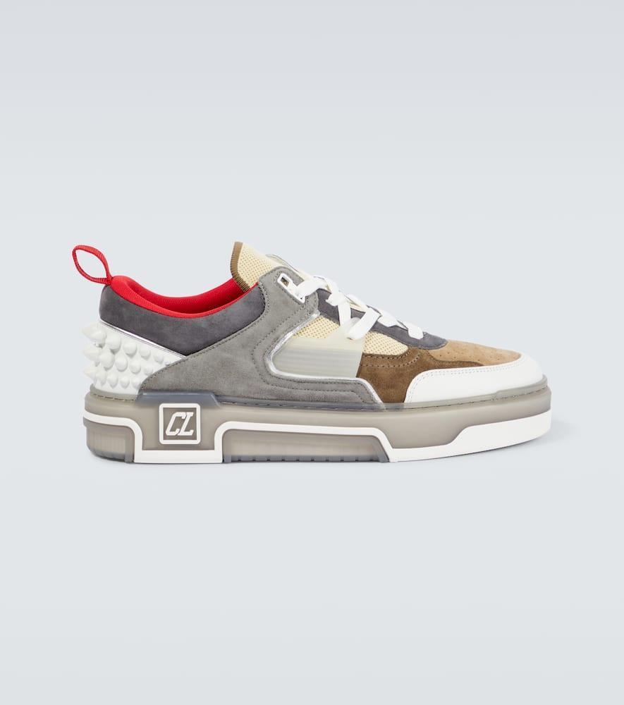 CHRISTIAN LOUBOUTIN Mens Saharienne/smoke Astroloubi Leather And Suede Low-top Trainers In Grey Product Image