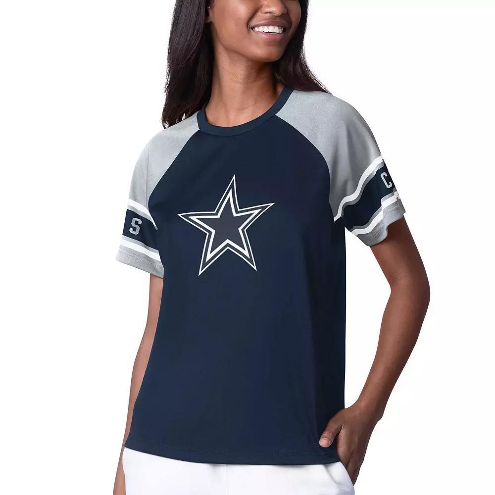 Women's Starter Navy Dallas Cowboys 1st Rounder Color Block Raglan Top, Size: Small, Blue Product Image