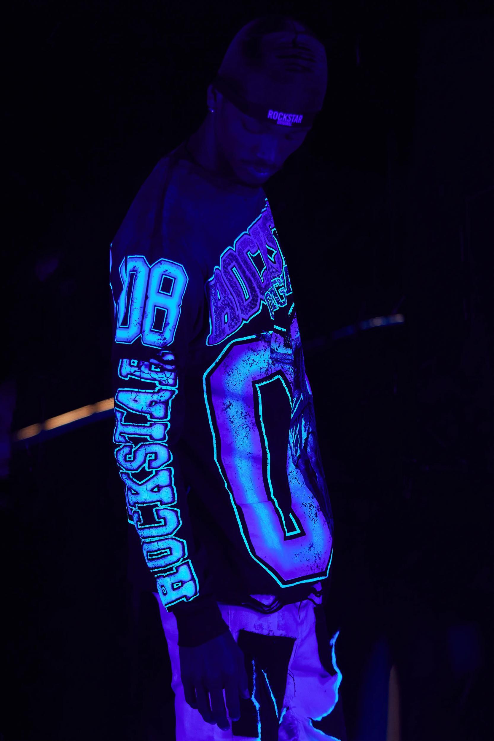 Fields Black/Purple Double Layer Long Sleeve Graphic T-Shirt Male Product Image