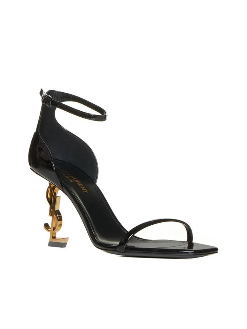 SAINT LAURENT Opyum Patent Ysl Ankle-strap Sandals In Black Product Image