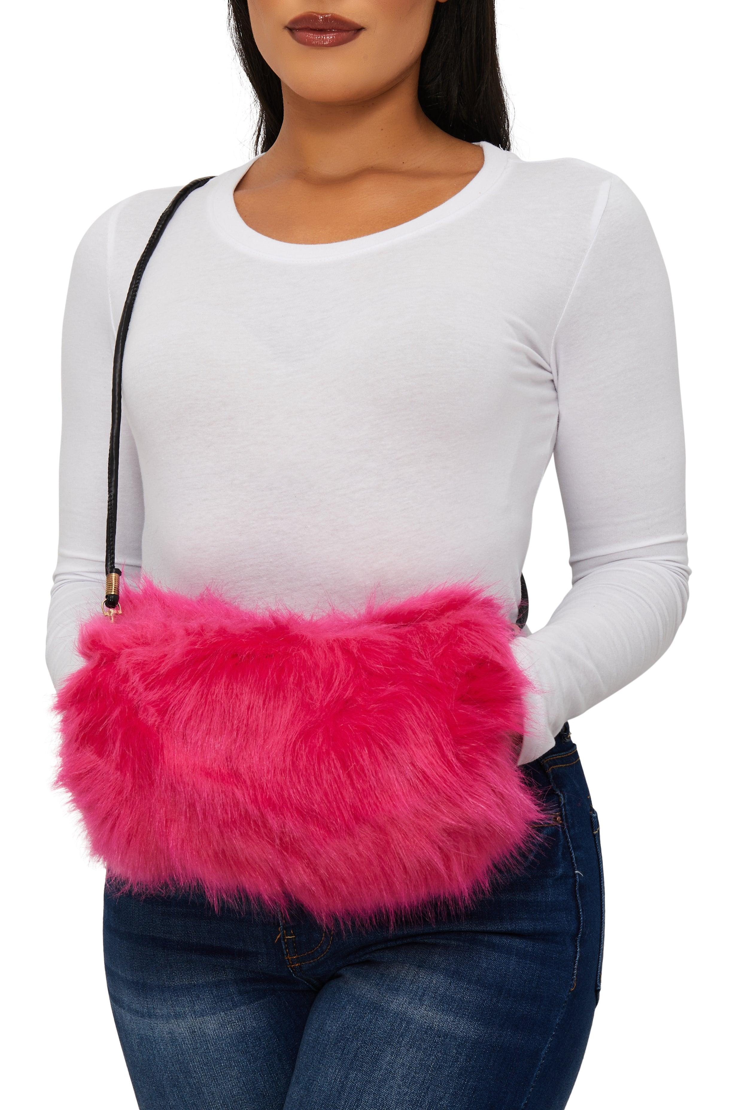 Womens Faux Fur Muff Crossbody Bag Product Image