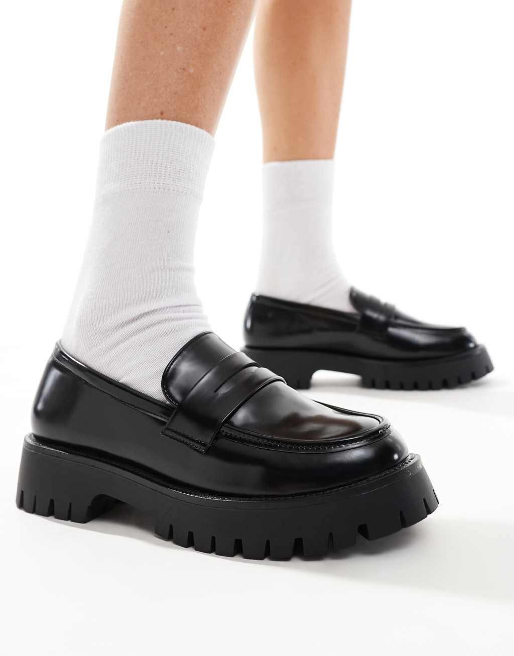 SEQWL chunky penny loafers in black box Product Image