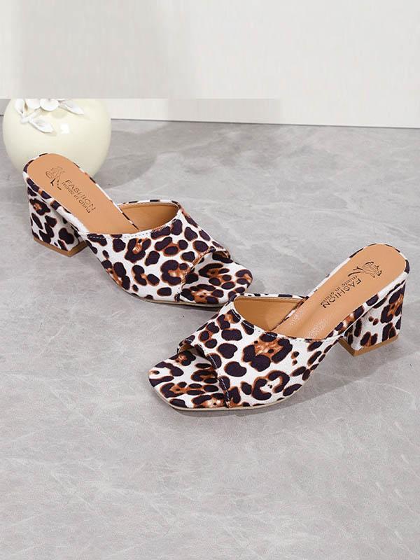 Leopard Open Toe Pumps Sandals Slippers Product Image