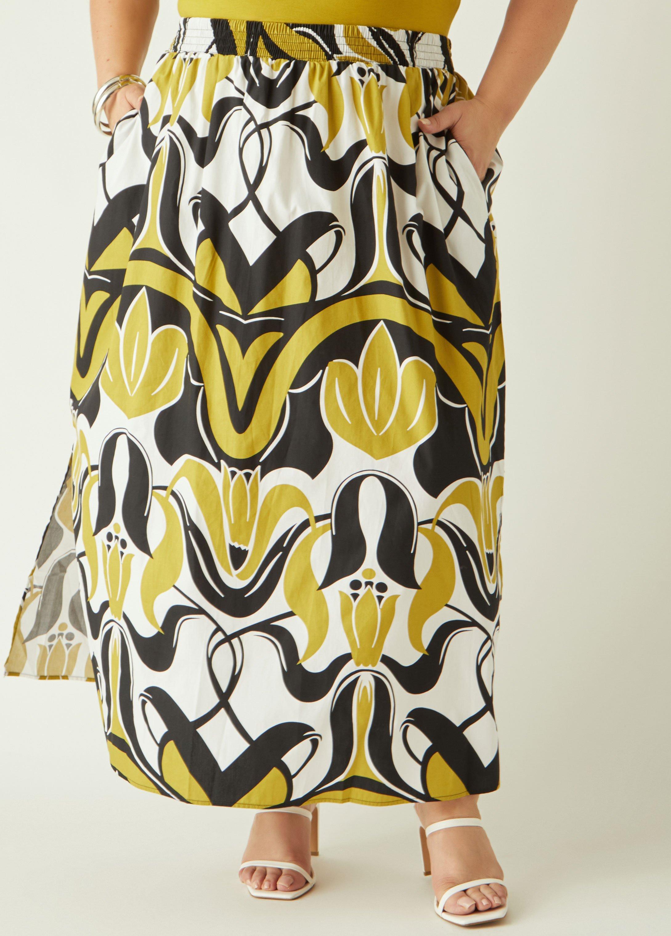 Printed Cotton Blend Maxi Skirt Product Image