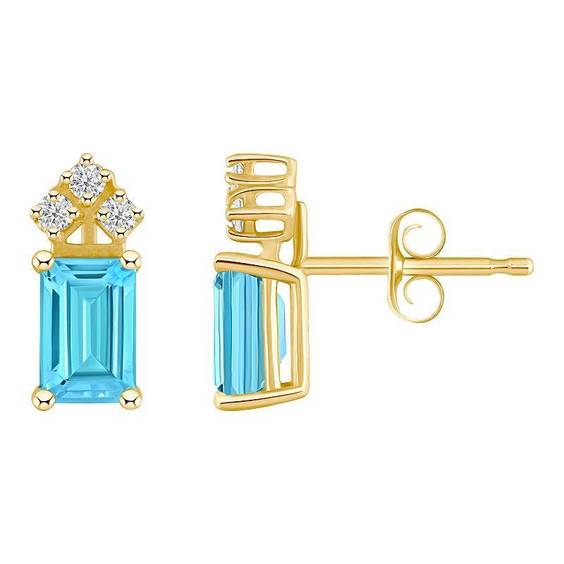 Celebration Gems 14k Gold Emerald Cut Tanzanite & 1/8 Carat T.W. Diamond Stud Earrings, Women's, 14k Whgold Product Image