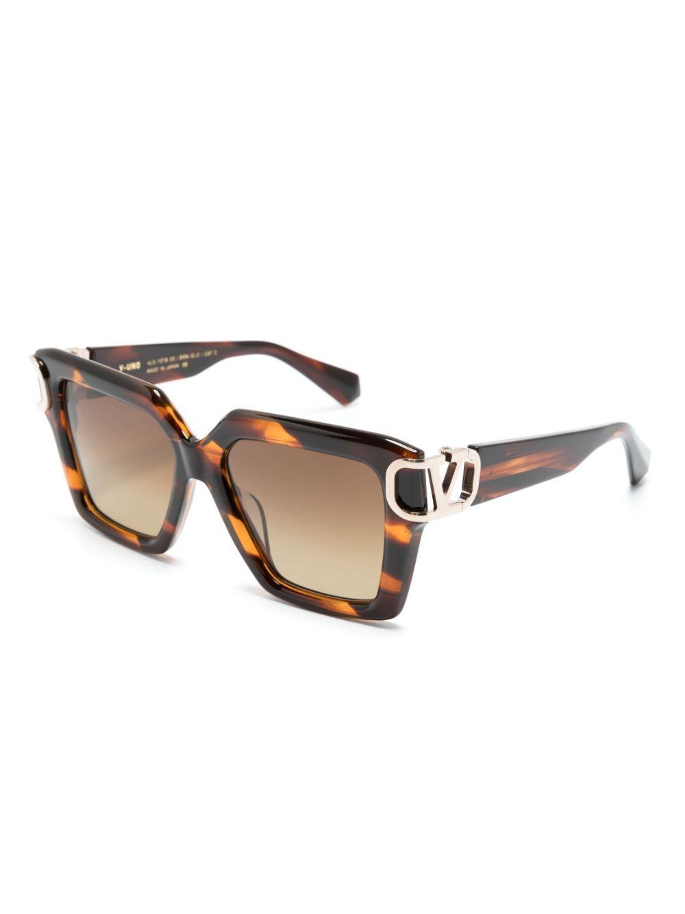 VALENTINO Vlogo Signature Square-frame Sunglasses In Brown Product Image