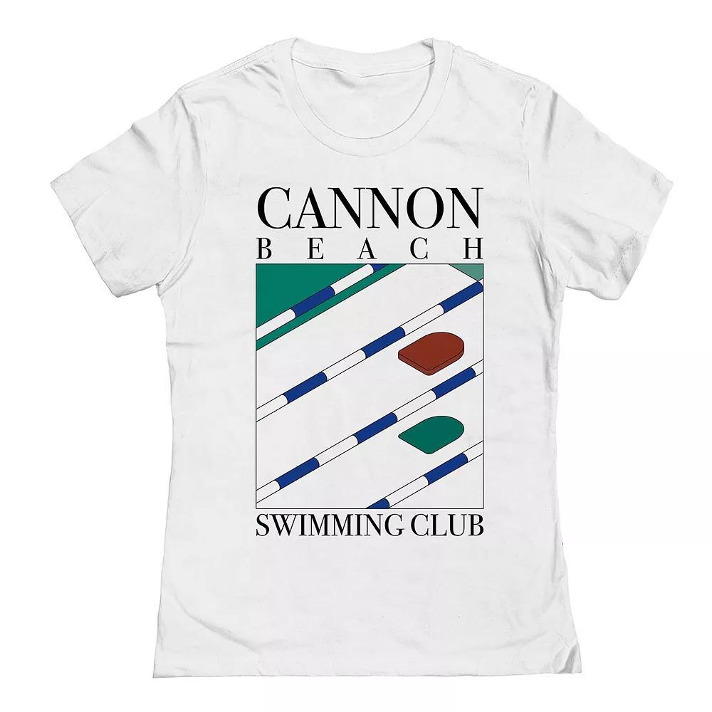 Junior's Cannon Beach Swimming Club 1 Womens Graphic Tee, Girl's, Size: Medium, White Product Image