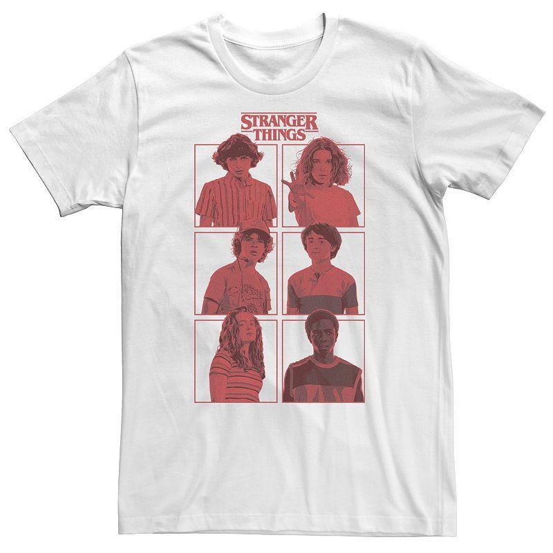 Big & Tall Stranger Things Group Shot Red Box Up Tee, Men's, Size: 3XL, White Product Image