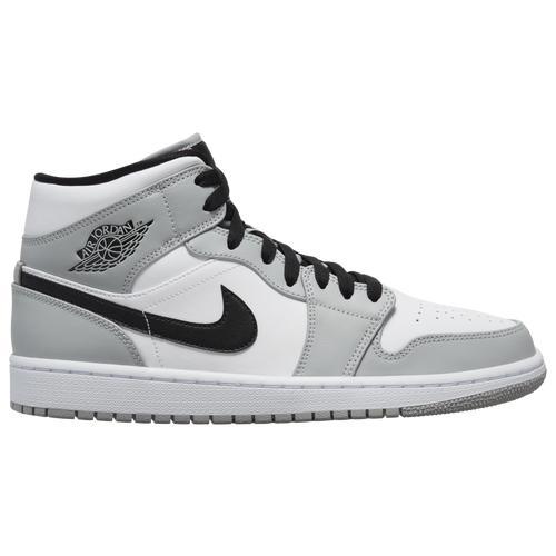 Jordan Mens AJ 1 Mid - Basketball Shoes Light Smoke Grey/Black/White Product Image