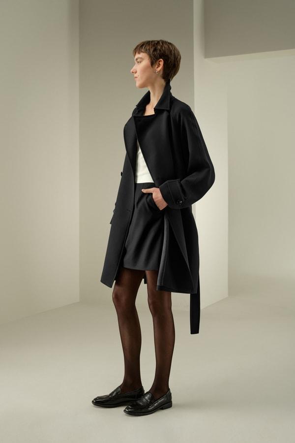 Double-Breasted Silk-Blend Belt Coat Product Image