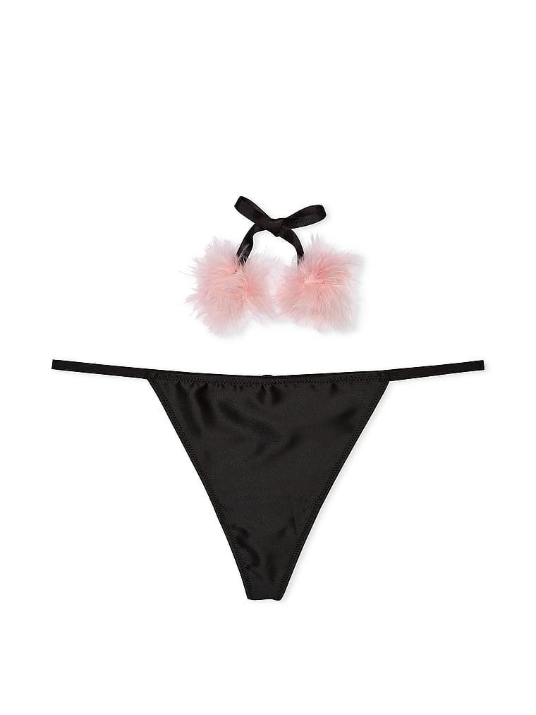 Satin Pom Pom V-String Panty Product Image