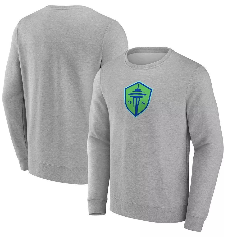 Men's Fanatics Branded Heather Gray Seattle Sounders FC Primary Logo Fleece Sweatshirt,  Product Image