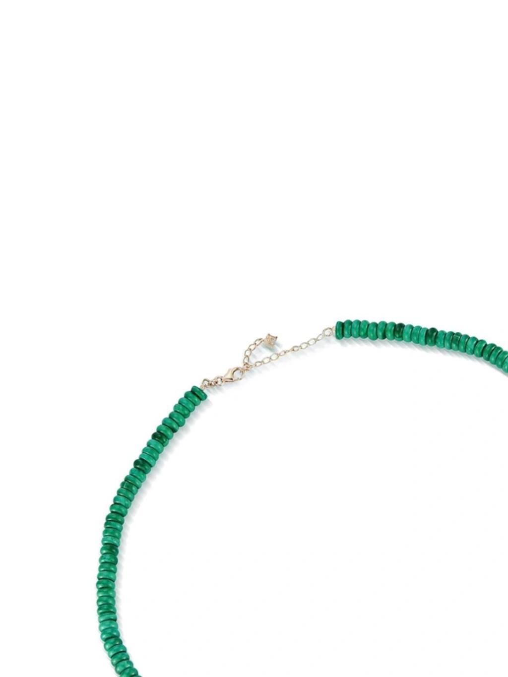 MATEO 14kt Yellow Gold Malachite Roundel And Diamond Station Necklace Product Image