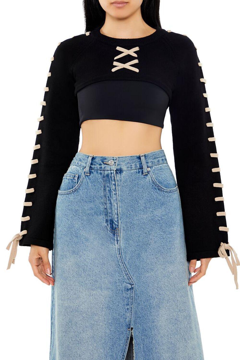 Cropped Tie-Trim Sweater | Forever 21 Product Image