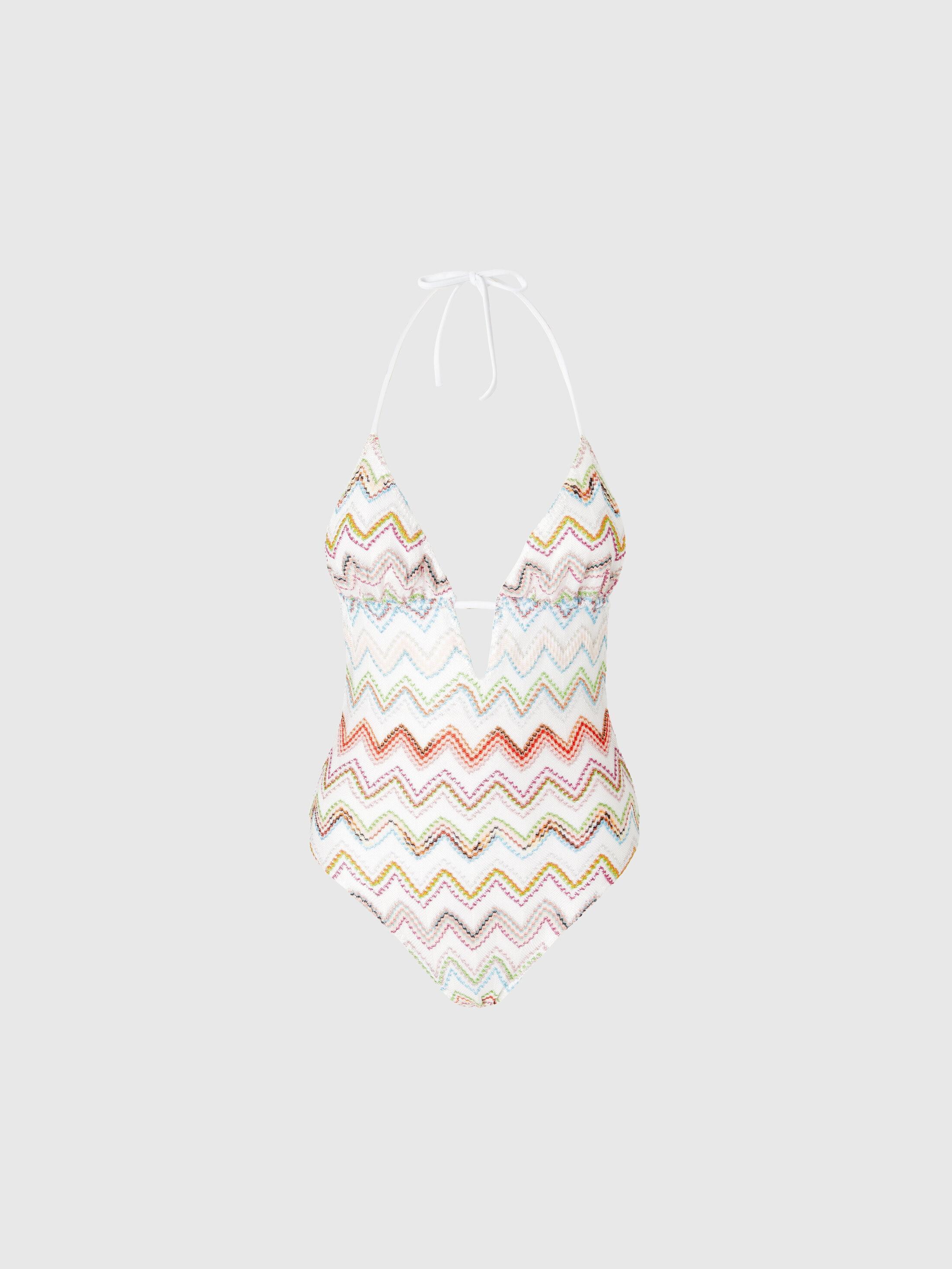 One-piece swimsuit with zig zag lamé 3D Product Image