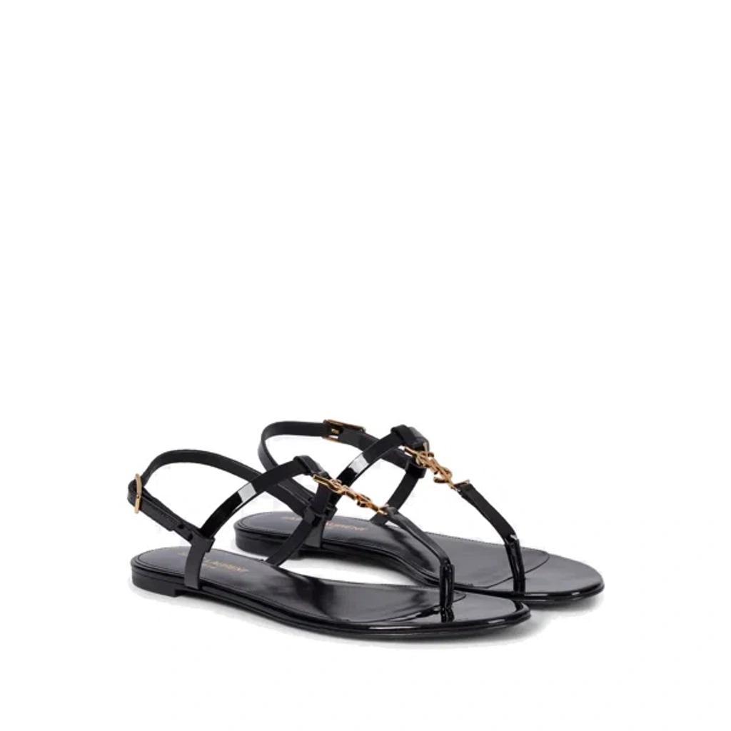 SAINT LAURENT Cassandra Patent Leather Sandals In Black Product Image